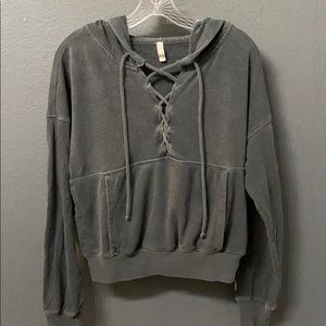 Free People Believe It Lace Up Hoodie